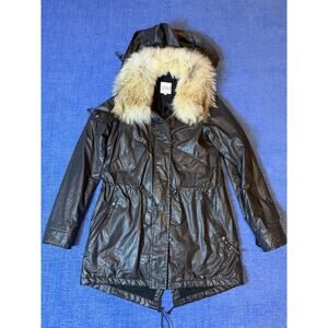 SAM Luxe Hudson Long Parka Fur Jacket Black L